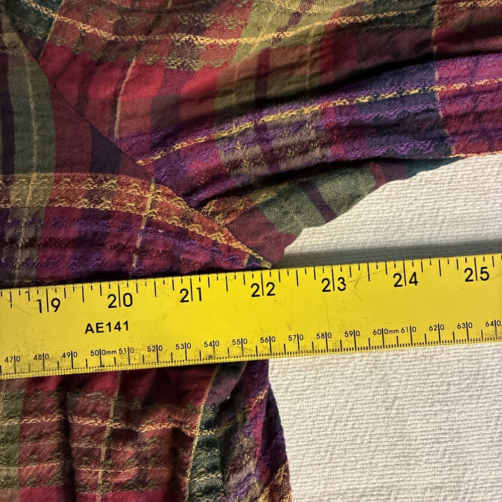 Habitat Women's Top XL Plaid Multi‎ Windowpane Shirt in Forest Cabincore Granola - Picture 10 of 11